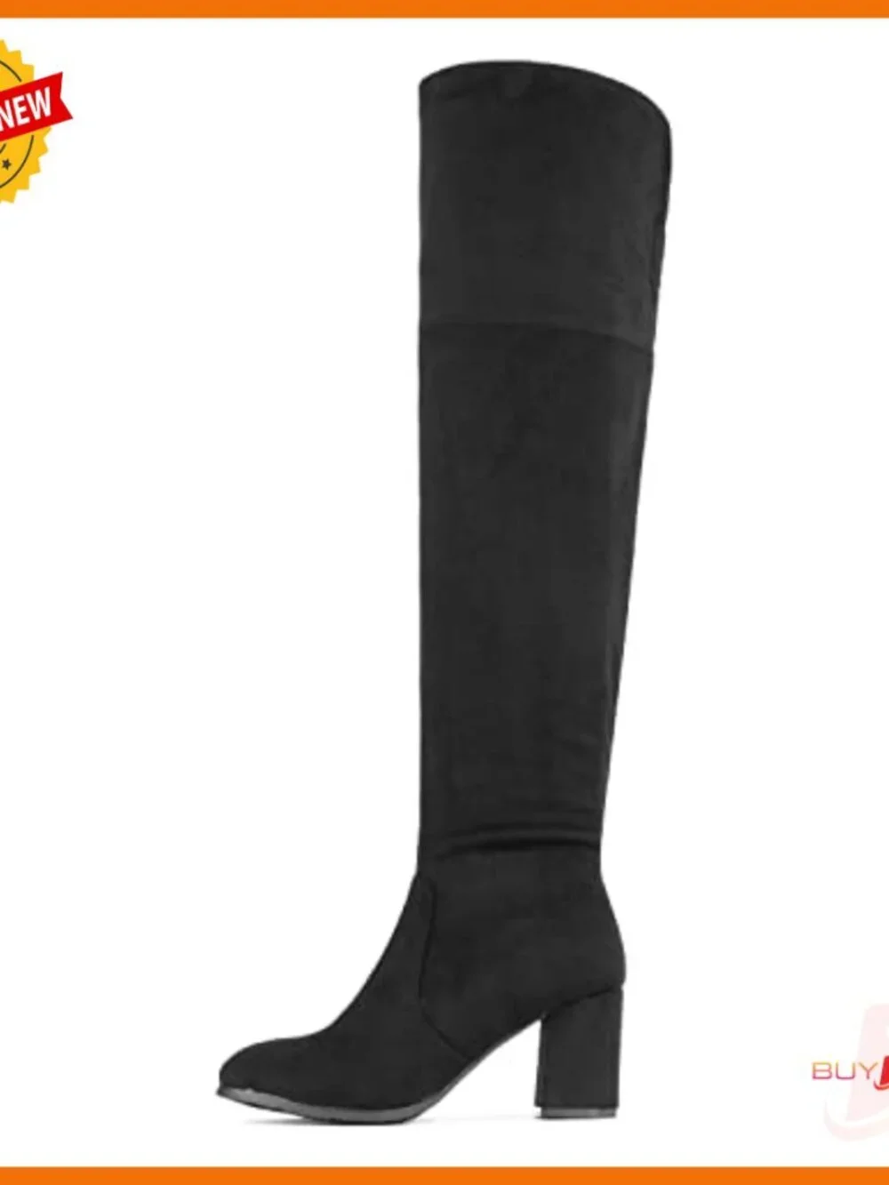 Stretch Microsuede Over-The-Knee Boots with Block Heel, Half-Zipper Closure